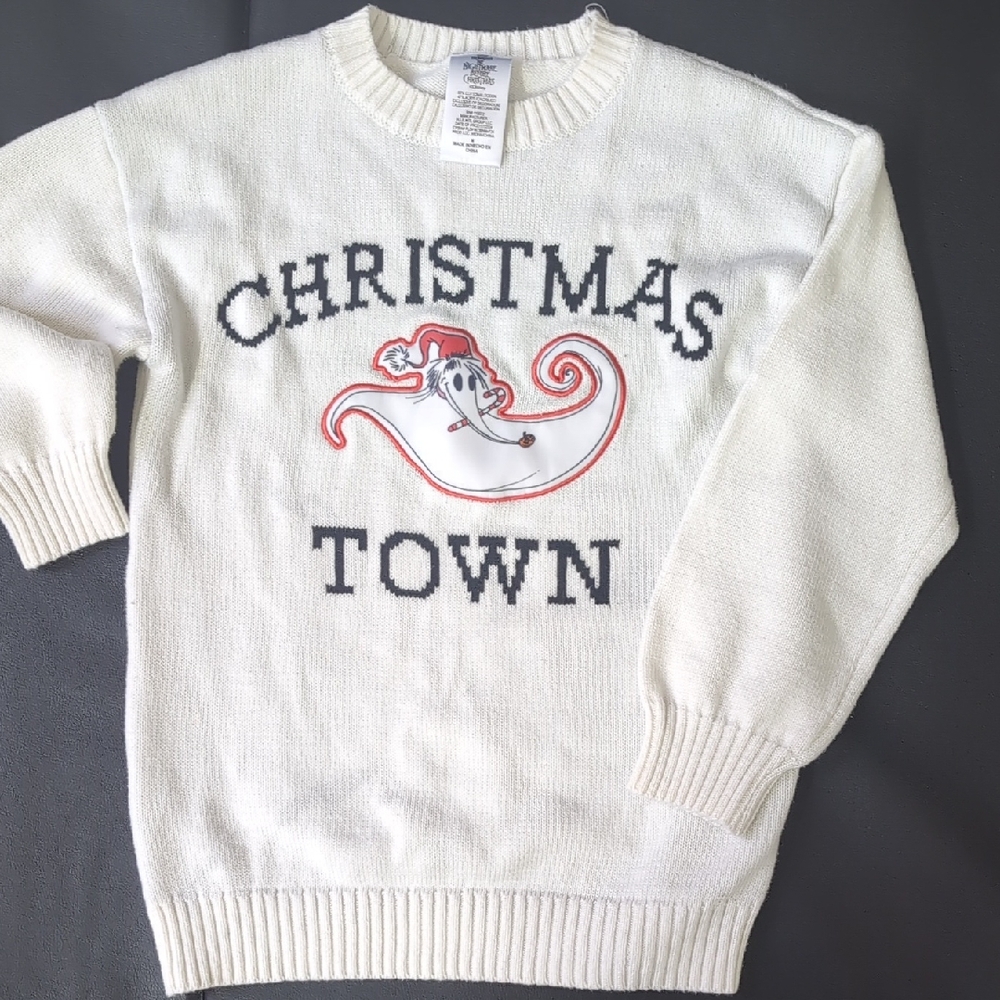 Kids Disney White Christmas Town Crewneck Sweater